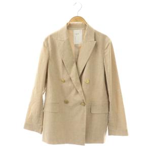 24SS 麻ストレッチピークドラペルダブルジャケット テーラード 背抜き 36 ベージュ /DO OS