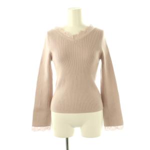 25AW レーストリム2WAYカーデプルオーバー リブニット Vネック 2 スモークピンク /CX OS