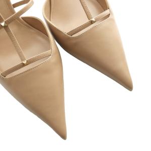VALENTINO ガラヴァーニ ロックスタッズ ウィスピー レザー ミュール 36.5 ピンクベージュ