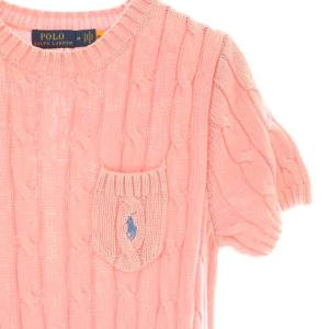 POLO RALPH LAUREN ケーブルニット ショートスリーブセーター ニット プルオーバー M ピンク /CX OS