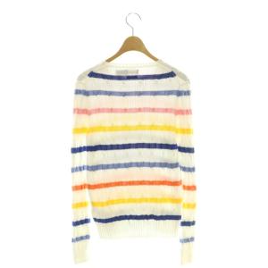 POLO RALPH LAUREN ストライプケーブルニット コットンセーター プルオーバー M 白 マルチカラー /CX OS