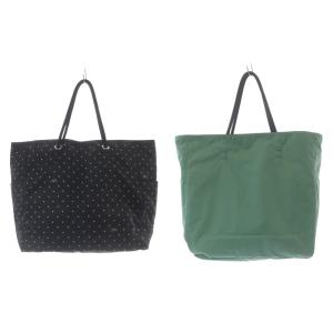 LesportSAC LARGE 2 WAY TOTE バッグ リバーシブル 緑 グリーン 黒 ブラック /SR