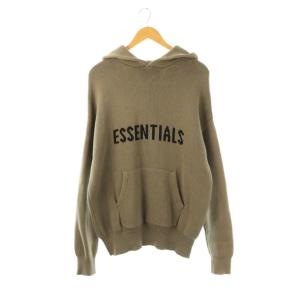 エッセンシャルズ ESSENTIALS ロゴ ニットパーカー プルオーバー S モカブラウン /HK OS