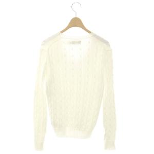 POLO RALPH LAUREN コットンケーブルVネックニット セーター 長袖 M ホワイト /DO OS