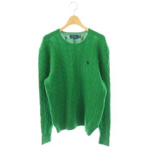 ウールカシミヤケーブルクルーネックニット セーター 長袖 L グリーン /DO OS