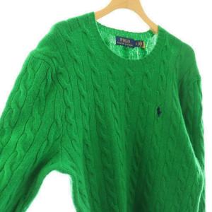 POLO RALPH LAUREN ウールカシミヤケーブルクルーネックニット セーター 長袖 L グリーン /DO OS