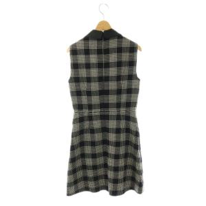 RED VALENTINO REDVALENTINO ウール混チェックノースリーブワンピース ミニ ニット 38 黒 白 /NR OS