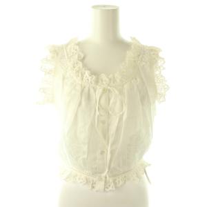 25AW クロップドコットンフリルブラウス ノースリーブ F ホワイト /DF OS SH