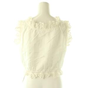 SNIDEL 25AW クロップドコットンフリルブラウス ノースリーブ F ホワイト /DF OS SH
