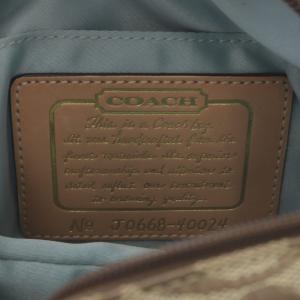 COACH アクセサリーポーチ ミニハンドバッグ ワンハンドル シグネチャー キャンバス レザー ベージュ ブルー