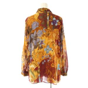 LEONARD ファッション シルク総柄シャツ 長袖 13R ブラウン マルチカラー /ES OS
