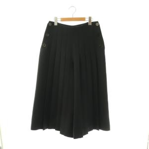 841P20A1166 ワイドプリーツパンツ ウール シルク混 36 ブラック