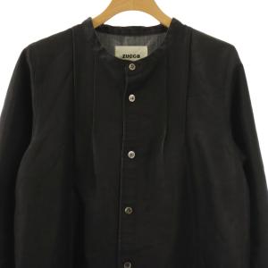 zucca デニムライクバックプリーツシャツワンピース 長袖 ロング M チャコールブラック /DO OS