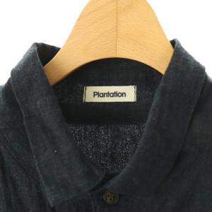 plantation コットンウール シャツ 長袖 M 紺 /CX OS