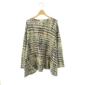 コットン 総柄 フレアカットソー プルオーバー M グレー マルチカラー /CX OS
