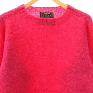 BEAMS+ HAND FRAME KNITTEDシェットランドクルーニット セーター プルオーバー ウール M ピンク