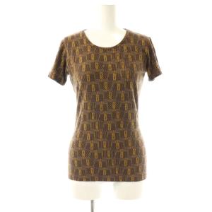 総柄 半袖カットソー Tシャツ 42 ブラウン /ES OS
