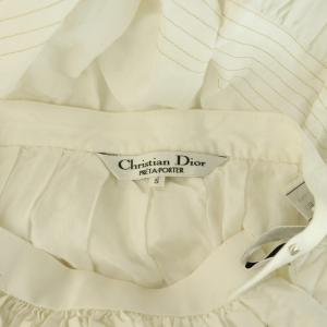Christian Dior ステッチ コットン フレアスカート S 白 ホワイト ひざ丈 /AG OS