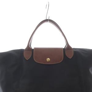 Longchamp ル プリアージュ トートバッグ M ハンドバッグ 黒 ブラック 茶色 ブラウン /SR