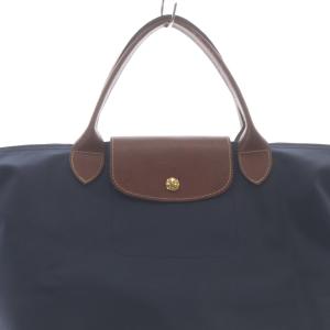 Longchamp ル プリアージュ トートバッグ M ハンドバッグ 紺 ネイビー 茶色 ブラウン /SR