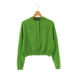 コットンカシミヤクルーネックカーディガン ニット 長袖 XS グリーン /DO OS