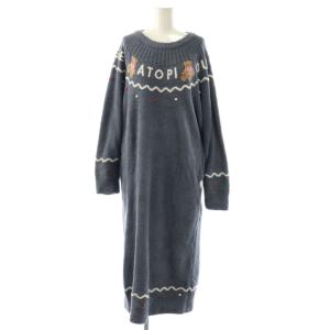 24AW HOLIDAY ノルディックワンピース ルームウェア F ネイビー マルチカラー /ES OS