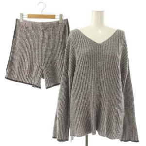 24AW セットアップ エアモコ×スムーズィーライン ニット プルオーバー ショートパンツ F グレー