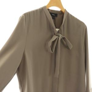 Theory PRIME GGT TIE BLOUSE シャツ ブラウス 前開き S グレー /CX OS