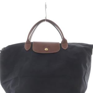 Longchamp ルプリアージュ M 折りたたみ トートバッグ ハンドバッグ 黒 ブラック 茶色 ブラウン /SR SH