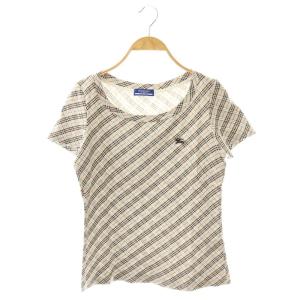 チェック Tシャツ カットソー 半袖 38 グレージュ /HK OS