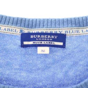 BURBERRY BLUE LABEL ニット セーター S ブルー 半袖 ロゴ リボン袖 /OK OS
