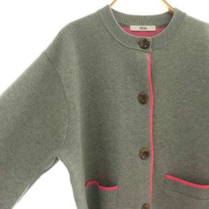 JOURNAL STANDARD relume 26SS ダブルニットコントラストカーディガン F グレー ピンク /CX OS