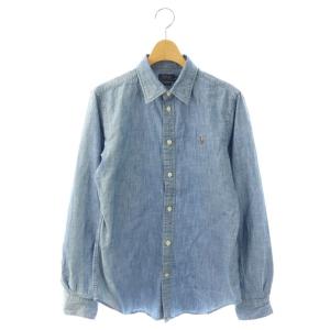 デニム シャンブレー シャツ 長袖 10 ブルー /DF OS