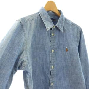 POLO RALPH LAUREN デニム シャンブレー シャツ 長袖 10 ブルー /DF OS