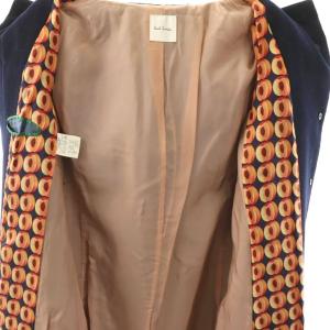 PAUL SMITH ウール カシミヤ フード コート ロング 38 ネイビー /HK OS