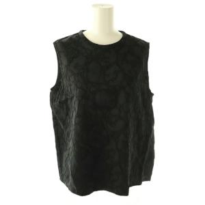 25SS Eclaire Clara Top ブラウス ノースリーブ 総柄 38 ブラック /DO OS