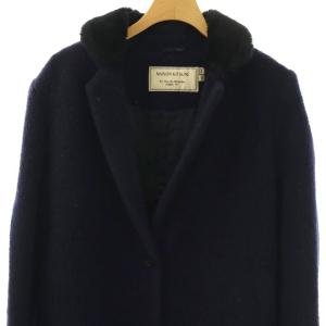 Maison Kitsuné ウール アルパカ モヘヤ コート アウター 36 紺 /NR OS