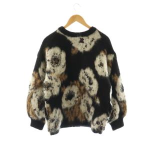 Ameri VINTAGE VERONICA JACQUARD KNIT カーディガン ニット ヘアリー 総柄 F 黒 白 茶 /CX