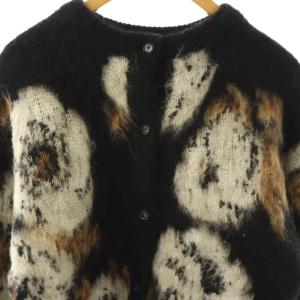 Ameri VINTAGE VERONICA JACQUARD KNIT カーディガン ニット ヘアリー 総柄 F 黒 白 茶 /CX