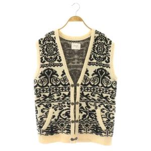 24AW VINTAGE LIKE JACQUARD OVER VESTベスト ニット 前開き F 黒
