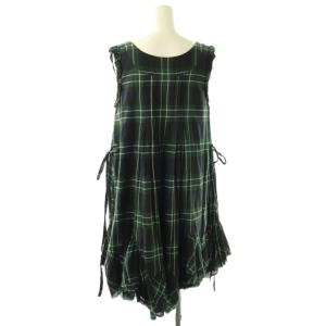 BURBERRY BLUE LABEL チェック ノースリーブ ワンピース ひざ丈 38 グリーン ブラック /DF OS