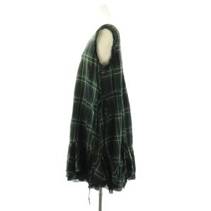 BURBERRY BLUE LABEL チェック ノースリーブ ワンピース ひざ丈 38 グリーン ブラック /DF OS