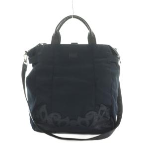2WAY ハンドバッグ ショルダーバッグ レザーハンドル 紺 /MI OS