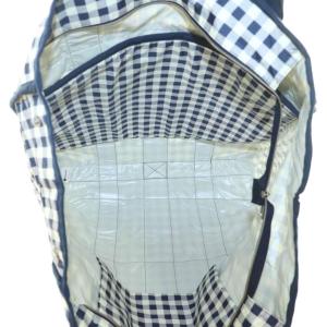 LesportSAC トートバッグ ナイロン チェック柄 紺 オフホワイト /MI OS