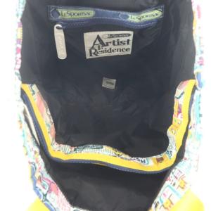 LesportSAC トートバッグ 白 ホワイト 黄色 青 総柄 街 /RI OS