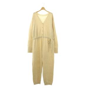 24AW Vネックニットオールインワン S ベージュ /CX OS