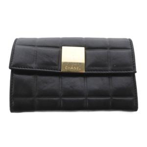 02C チョコバー ラムスキン フラップウォレット ブラック