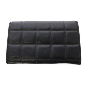CHANEL 02C チョコバー ラムスキン フラップウォレット ブラック