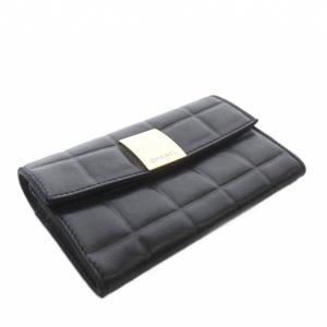 CHANEL 02C チョコバー ラムスキン フラップウォレット ブラック