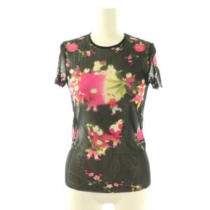 唐子×ボタンパワーネットトップス Tシャツ カットソー 半袖 0 ピンク 黒 ブラック 015-110492